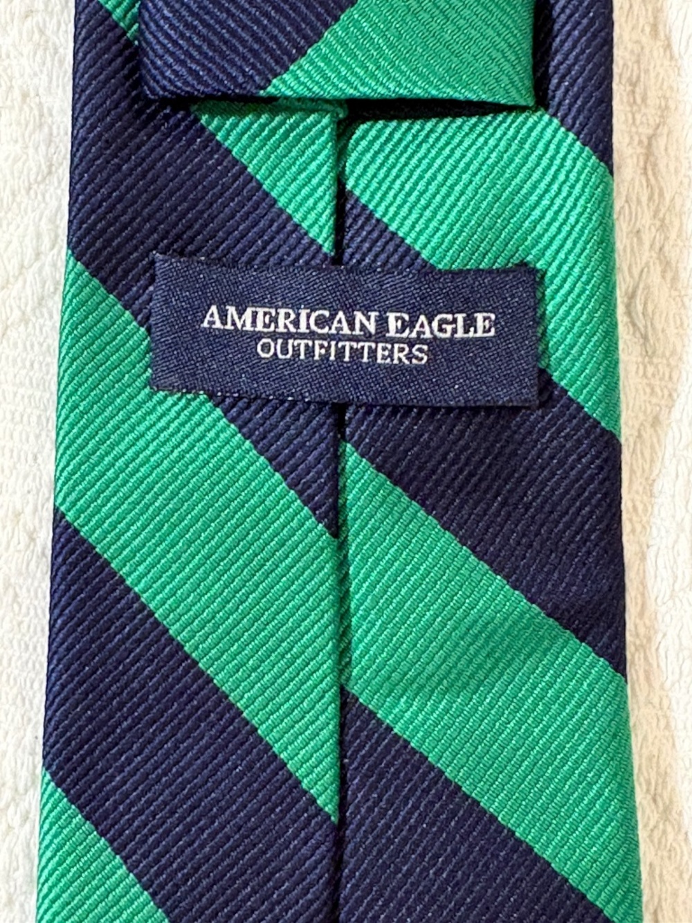 American Eagle Green Navy Blue Striped Repp Necktie 2.75” Width